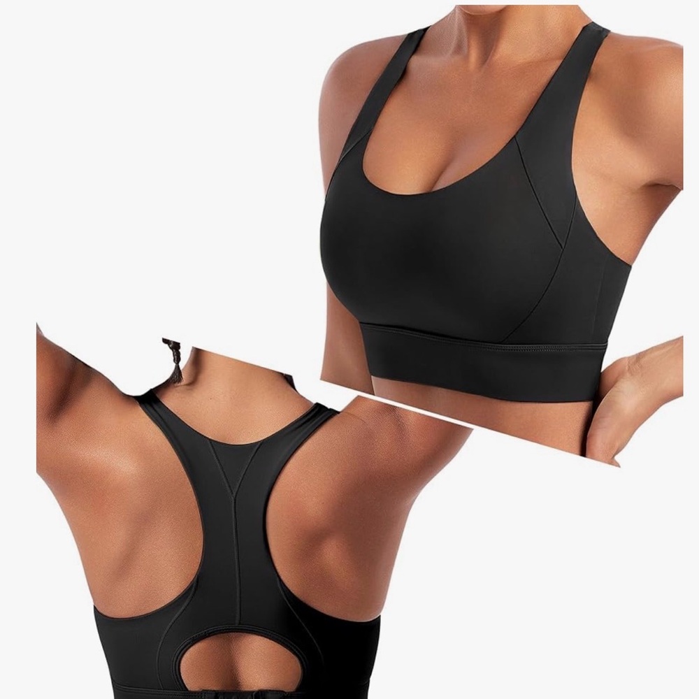 Seamless Black Sports Bra for Women